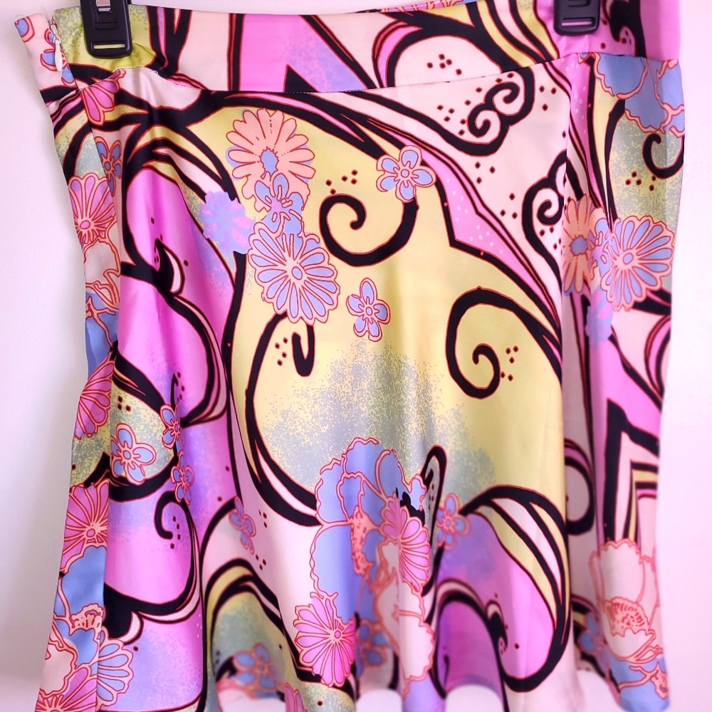 Free people printed mini flare skirt